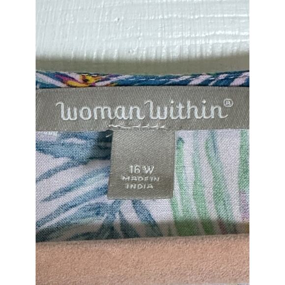 Woman Within Floral Maxi Dress Blue Green White Women's Cruise Beach Pool 16 16w - Picture 4 of 9